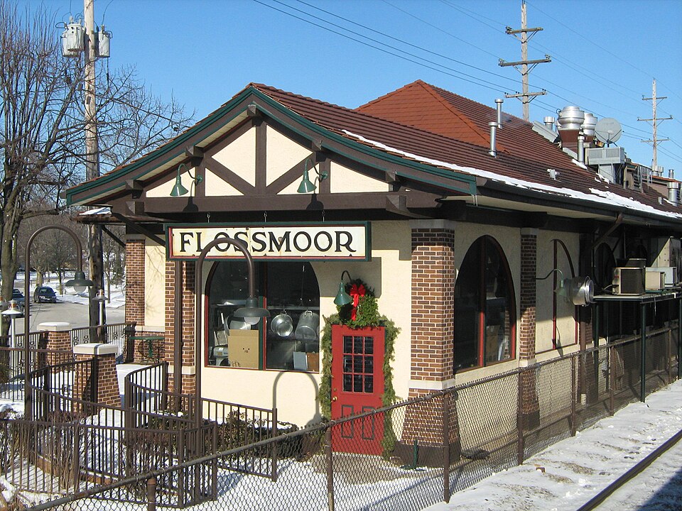 Flossmoor Station Restaurant & Brewery in the historic train depot, downtown Flossmoor, Illinois